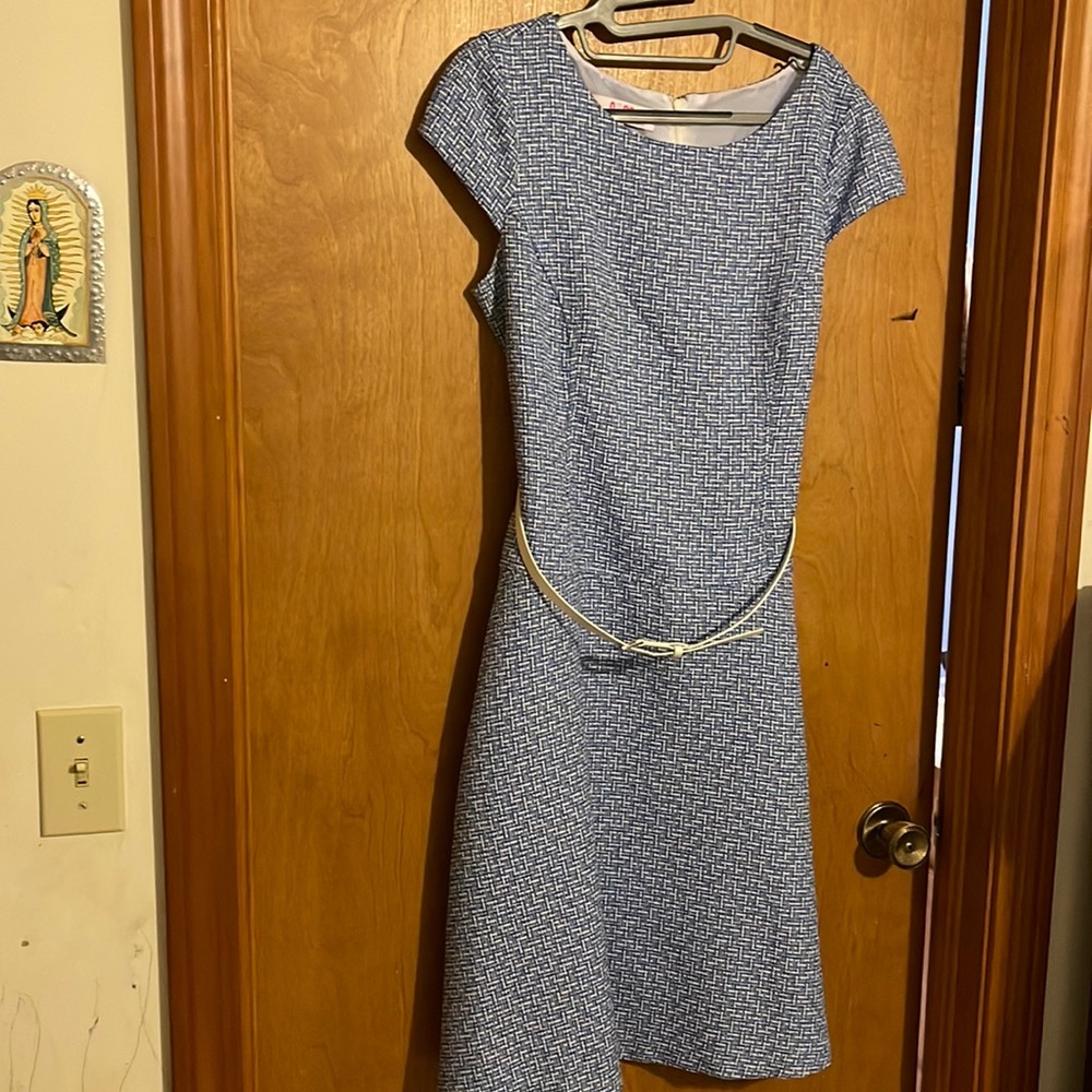 Blue and white dress